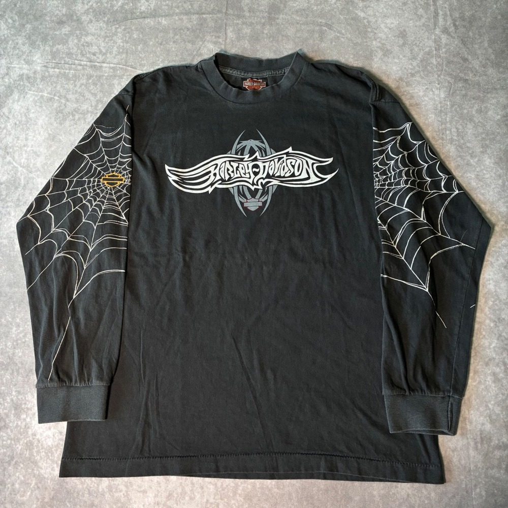 Harley-Davidson California Spider Web Sleeve Long Sleeve T-Shirt Mens L Modern